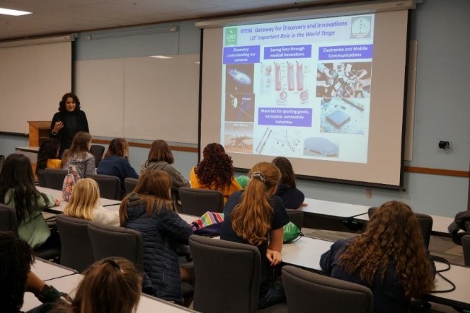 Dr. Kaul giving presentation to students