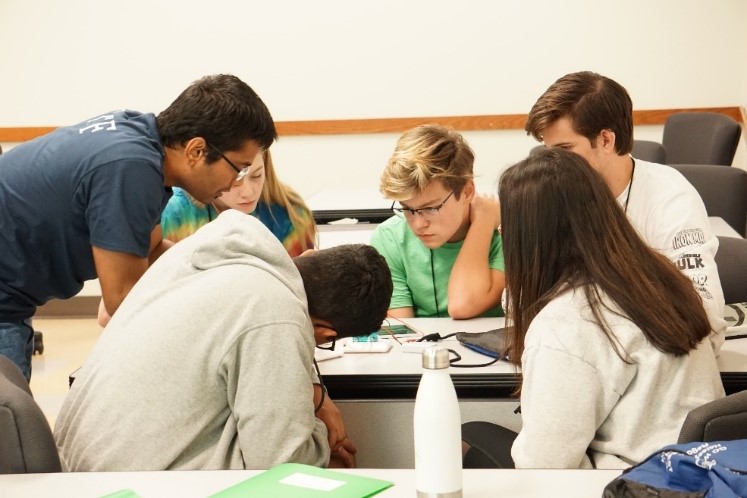 Students working